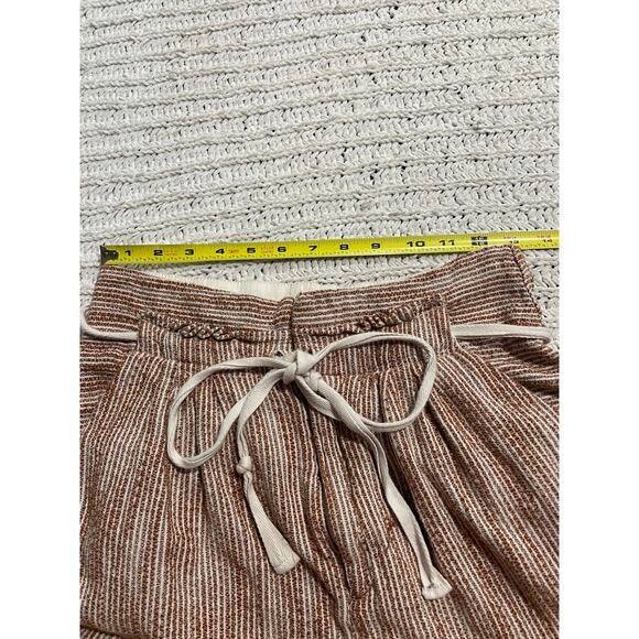 Free People Sunrise Crop Striped Jogger Pants Tie Waist Womens Sz 2 Orange Cream - Picture 5 of 14